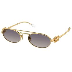 Óculos de Sol Feminino Miu Miu Oval MU 54ZS Cor Dourado e Cinza Escuro - MIU-MIU