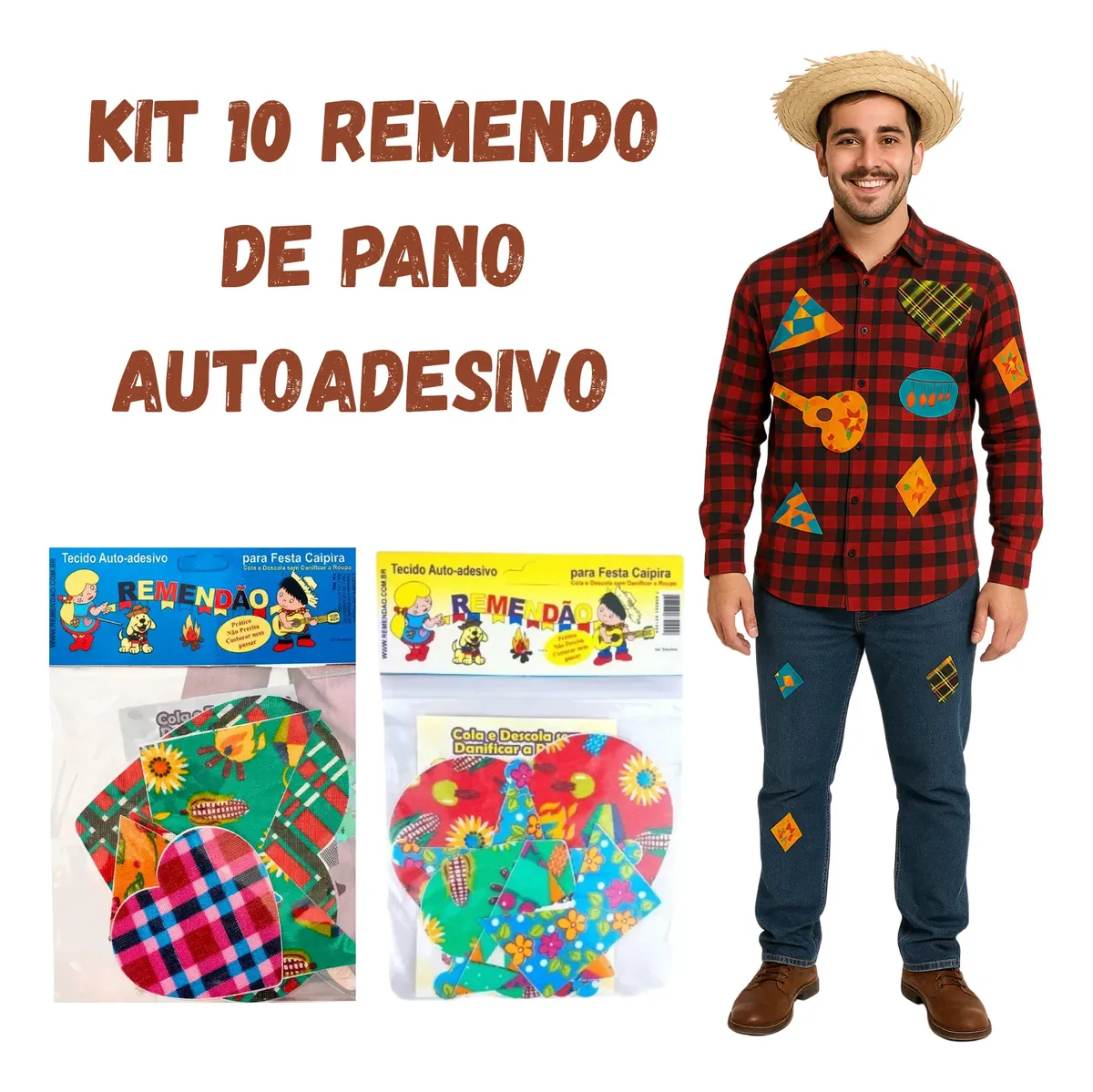 Kit 10 Remendão Adesivo Retalho Festa Junina Autoadesivo