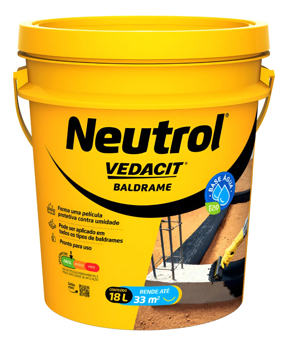 Vedacit Neutrol Baldrame Impermeabilizante Asfáltico Preto 18l Fosco