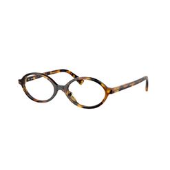 Armação de Óculos de Grau Feminina Miu Miu Oval MU 01XV Cor Tartaruga - MIU-MIU